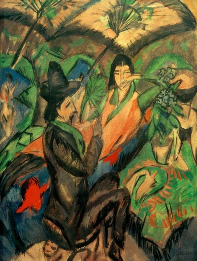 Couple Under Japanese Umbrella by Ernst Ludwig Kirchner